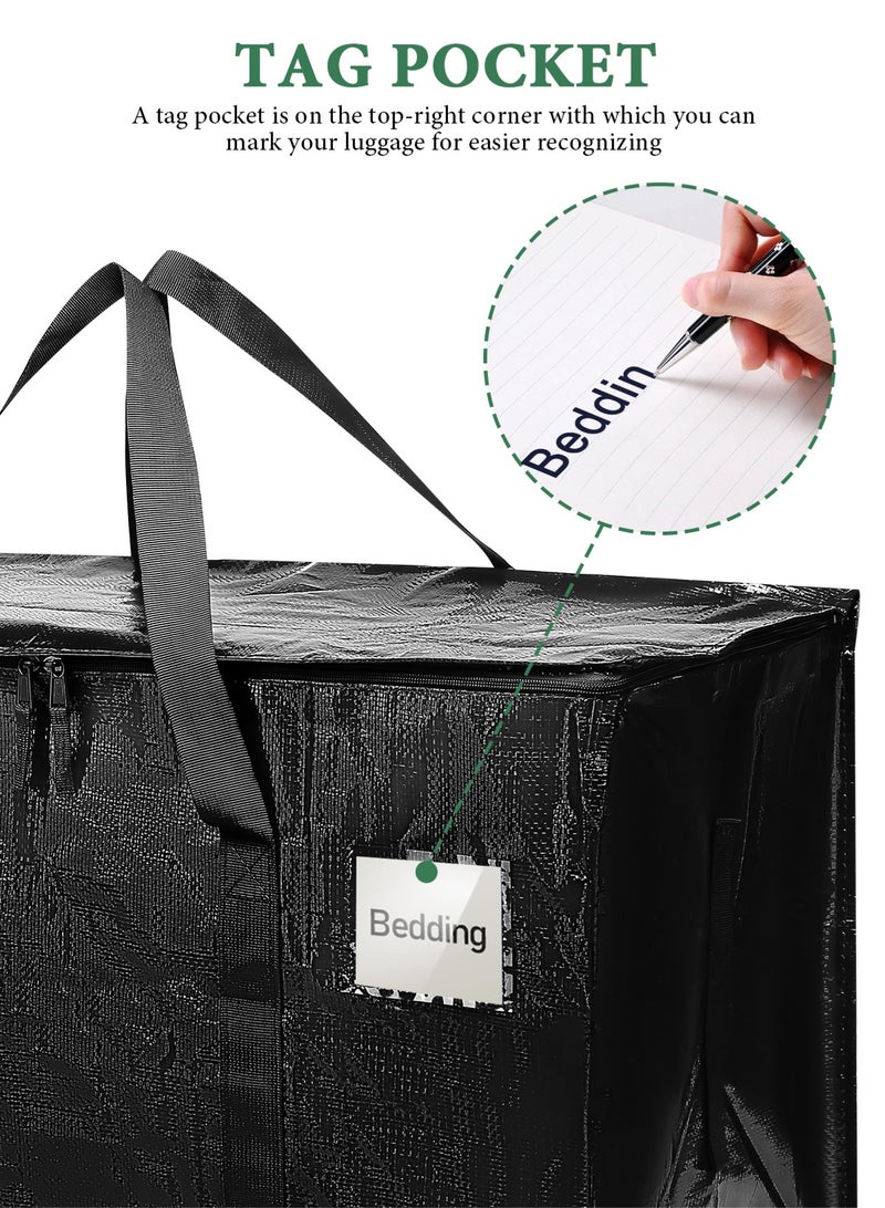 HomarKet 8 Pack Extra Heavy Duty Large Moving Bags with Strong Zipper & Comfortable Handles, Sturdy & Durable Clothes Storage Bags Totes Bins, 92L Packing Moving Boxes for College Supplies, Black - Image 5